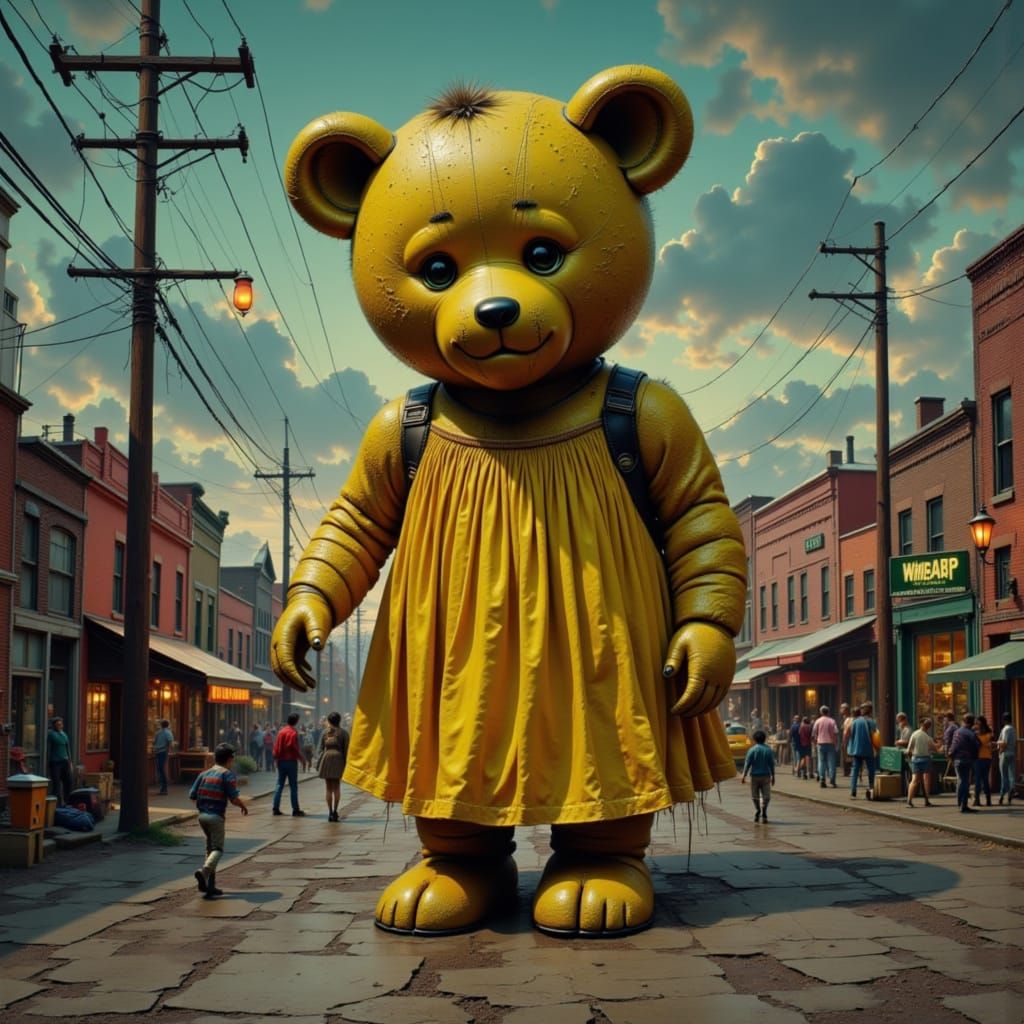 Giant Teddy Bear Terrorizes 1960s Town, Horror Realism