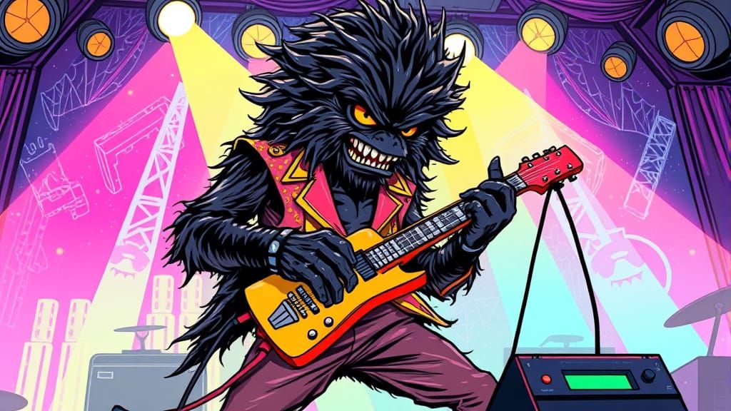 Hairy Monster Plays Synth Pop in Comic Book Style