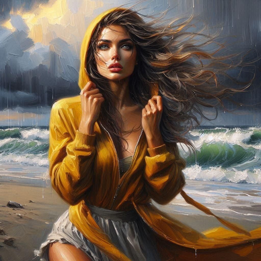 Dramatic Storm Day Oil Painting