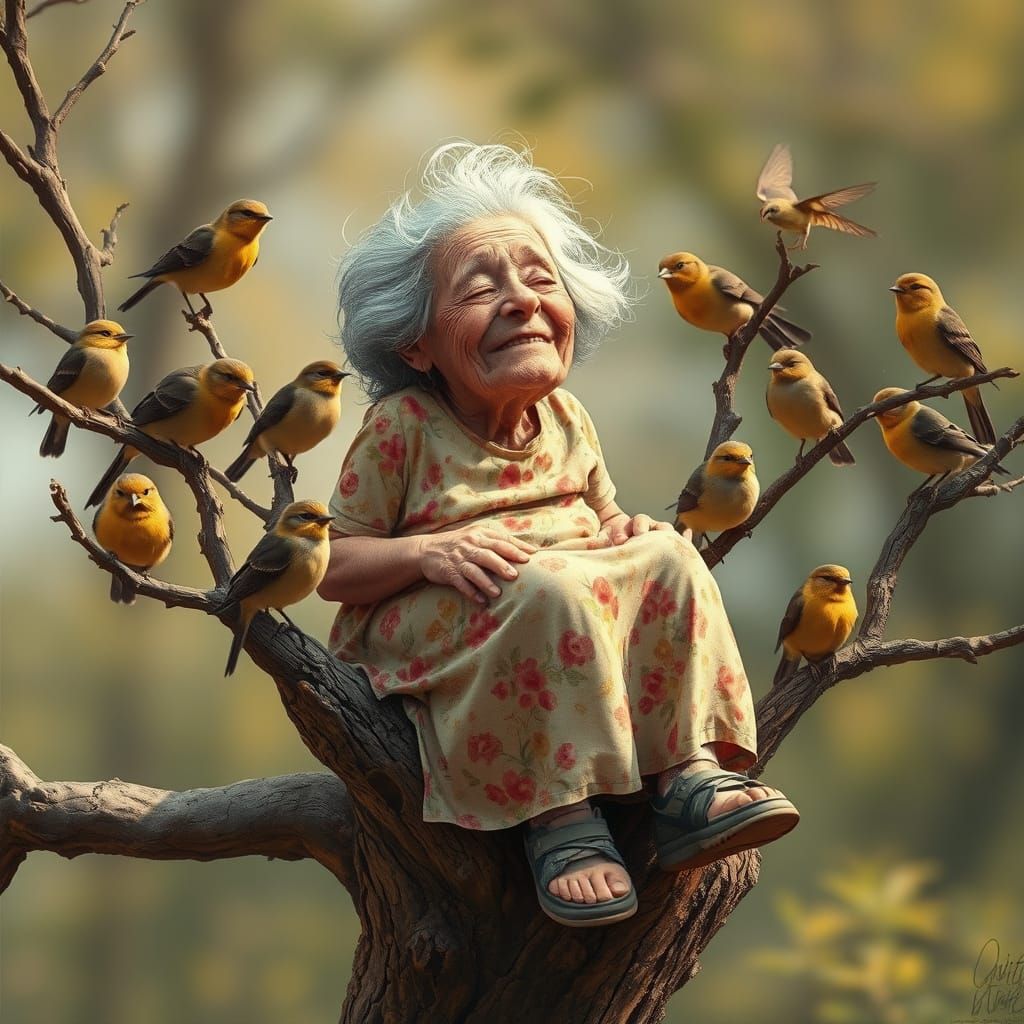 Lovable Grandma Finds Solace Among the Birds in a Whimsical ...