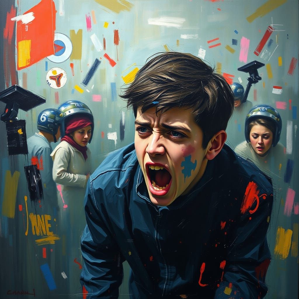 Frantic Distress Unfolds in Bold, Vibrant Colors