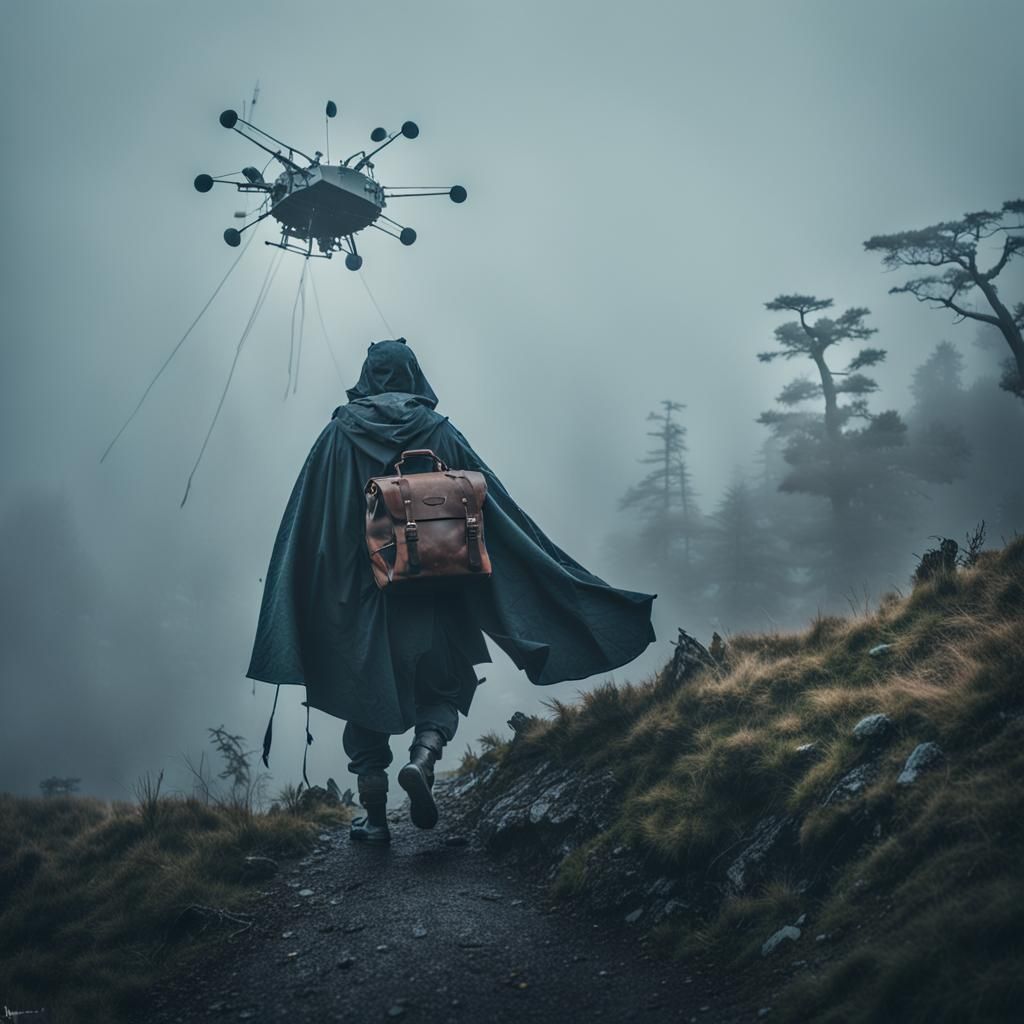 Helldiver in Fog with Cape, Cinematic Film Still