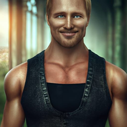 Detailed Portrait of a Muscular Man in Digital Art
