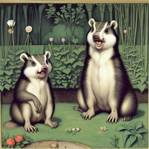 Badgers Screaming in Garden: Holbein and Matisse Style