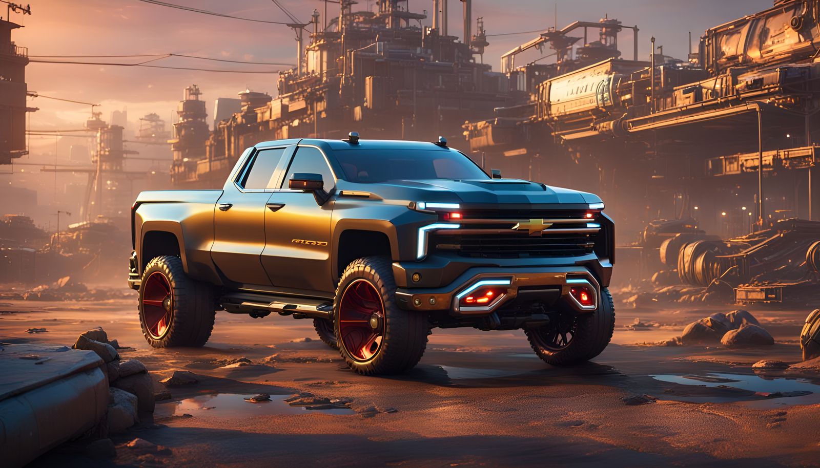Steampunk Cyberpunk Silverado Truck Concept Design