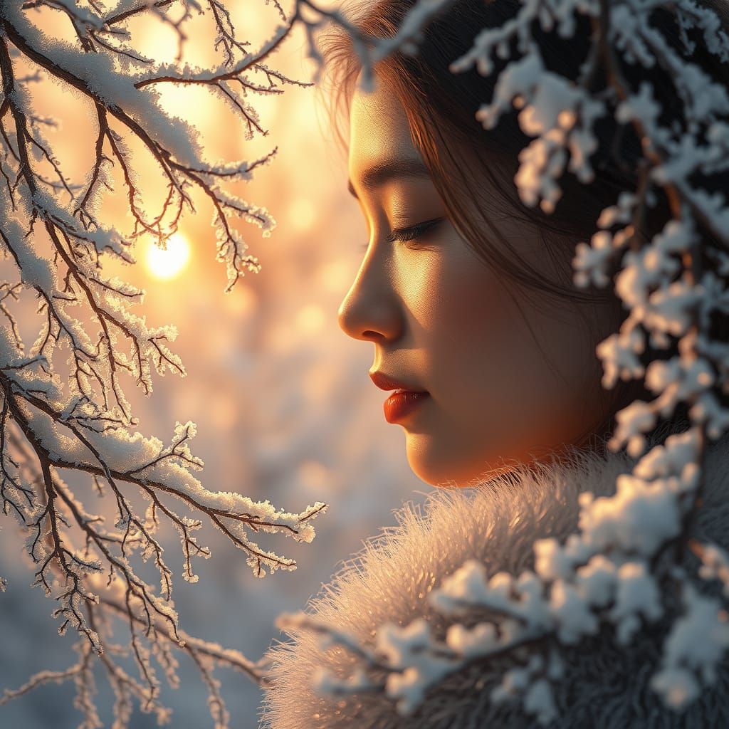 Ethereal Winter Goddess in Frosty Splendor