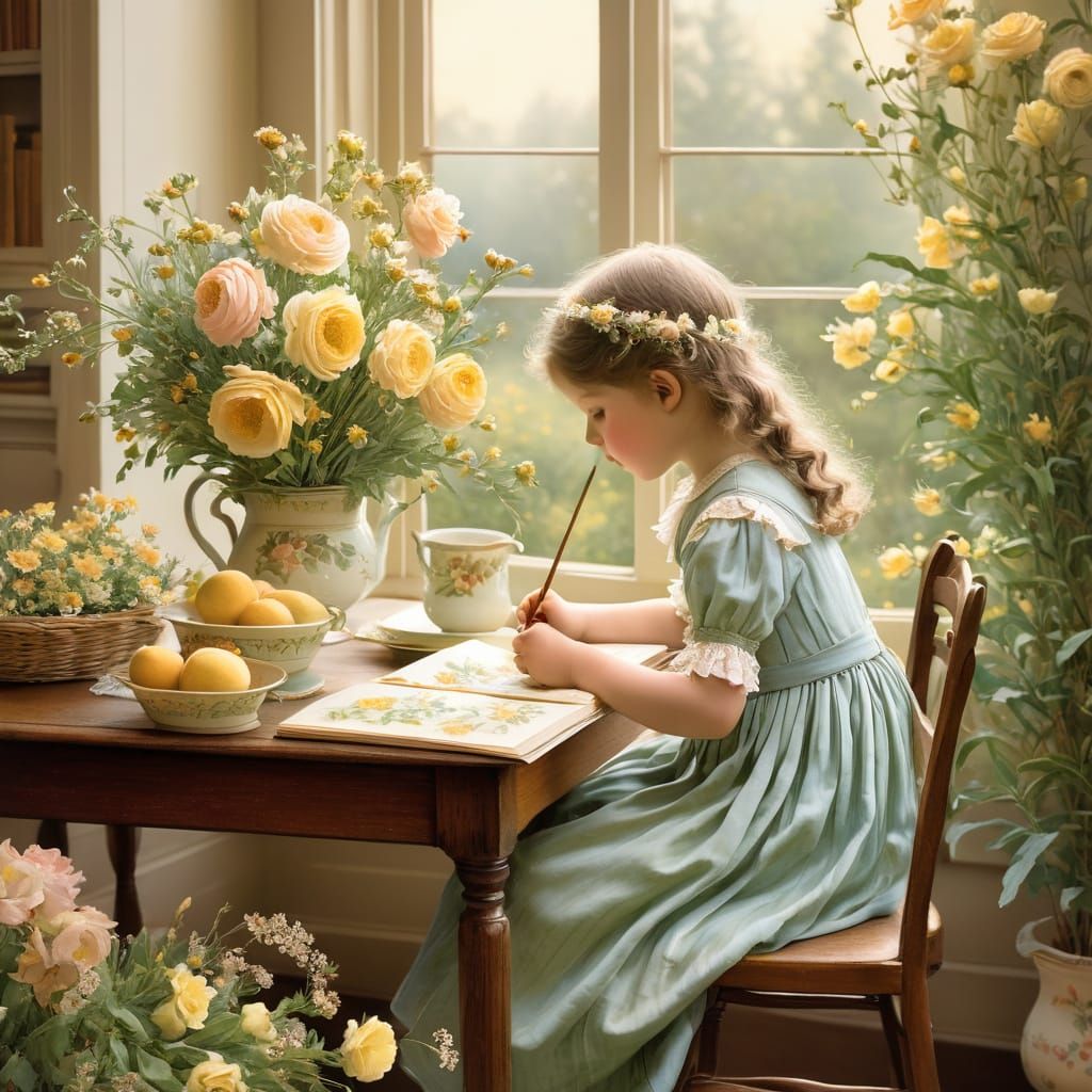 Whimsical Victorian Watercolor by Kate Greenaway