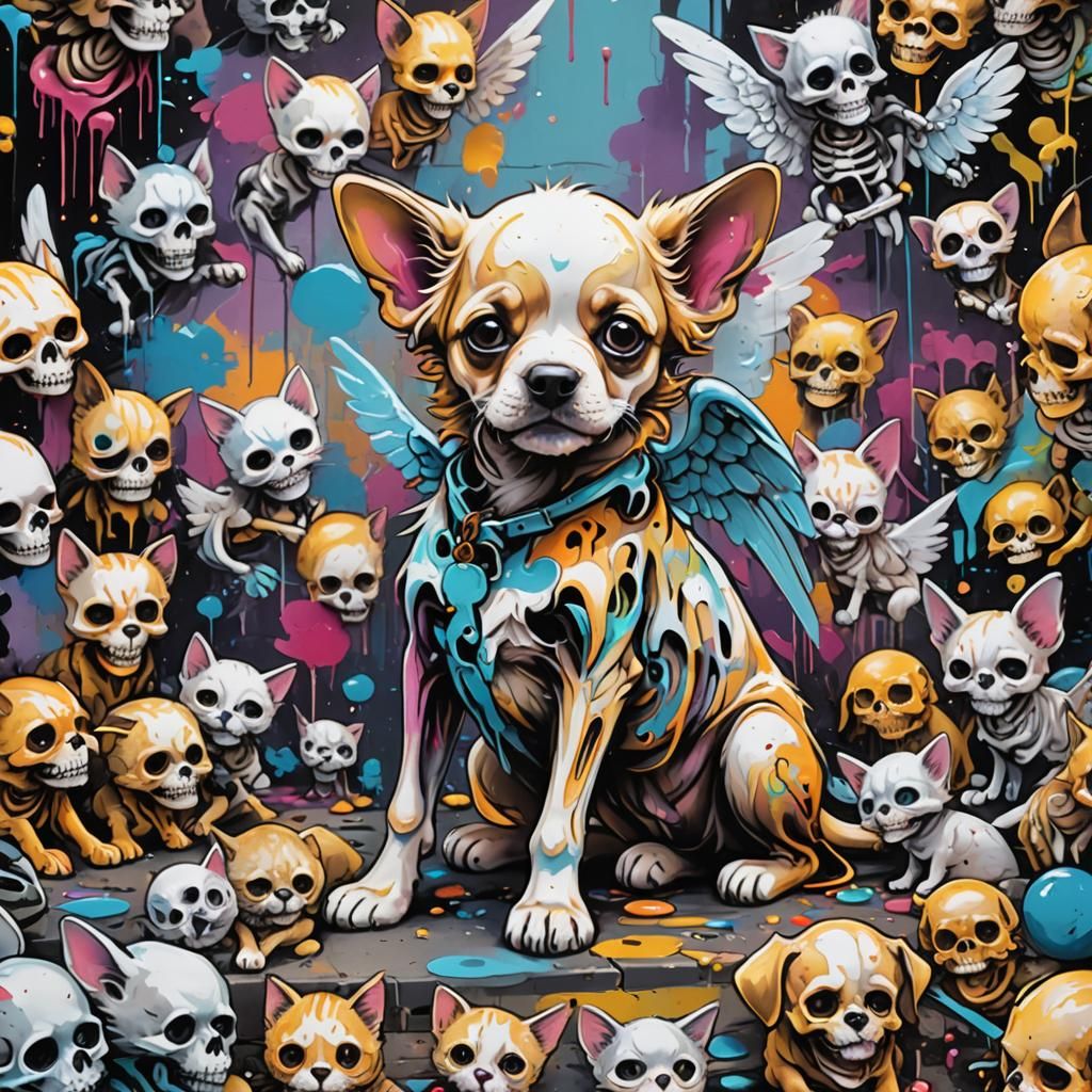 Adorable Skeletons: Graffiti Art in Vibrant Colors