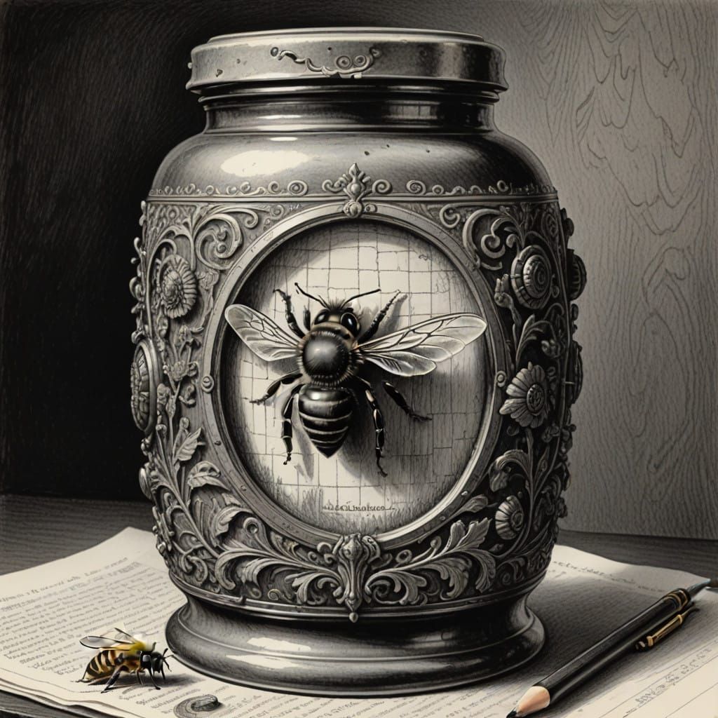 Vintage Honey Bee Portrait in French Renaissance Style