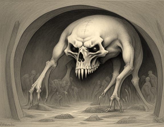 Surreal Macabre Landscapes in Wash Drawing Style
