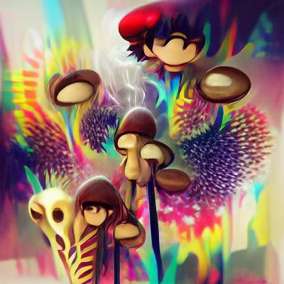 Glowing Magic Mushrooms in Fantasy Forest