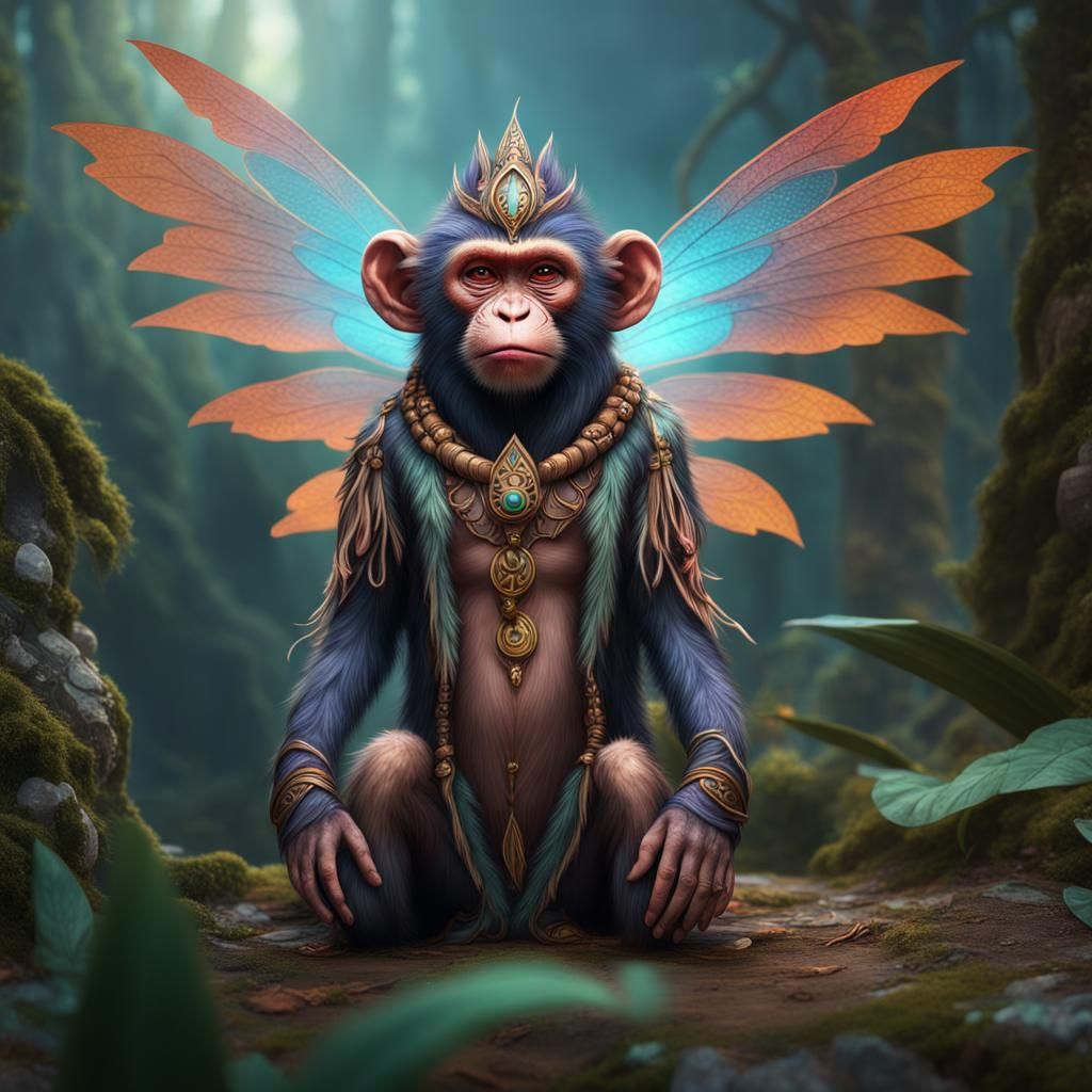 Monkey Fairy in Detailed Fantasy Concept Art