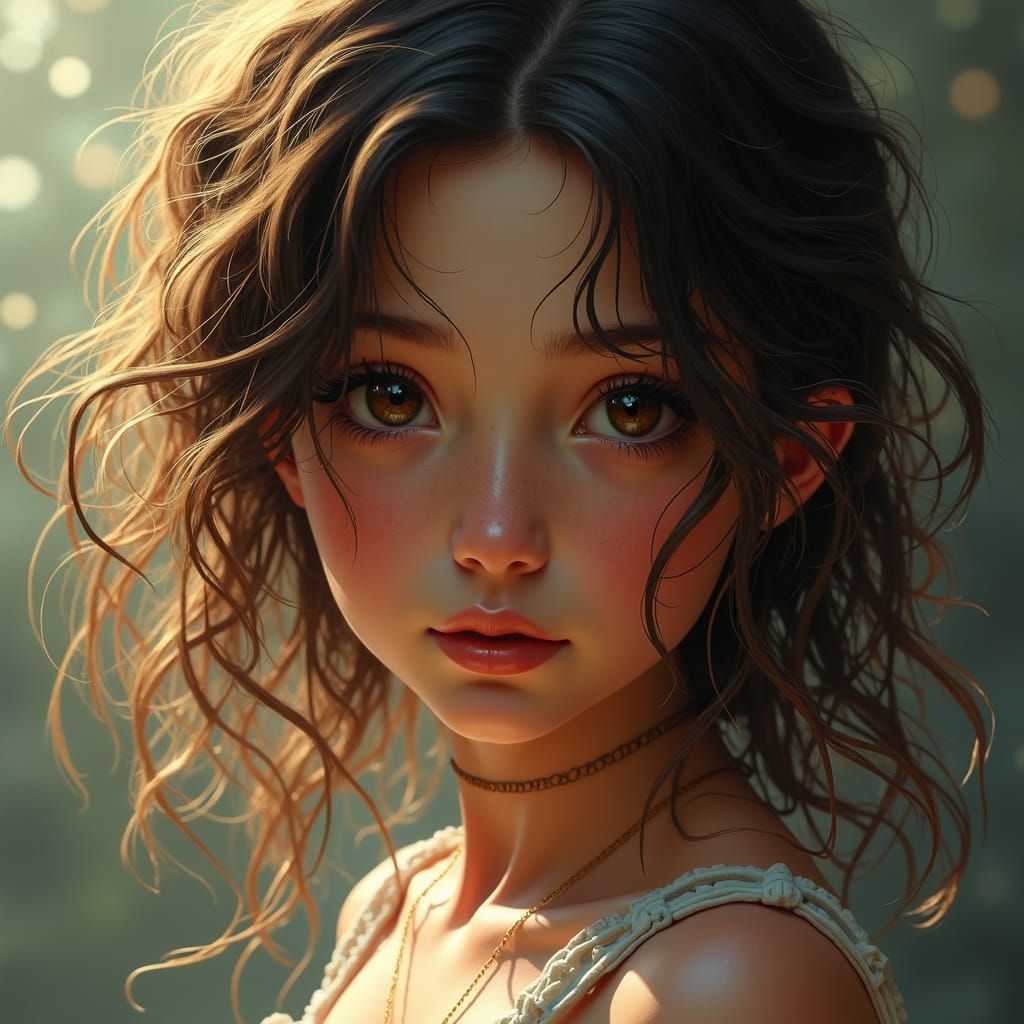 Surreal Girl Portrait in Hyperrealistic Digital Painting