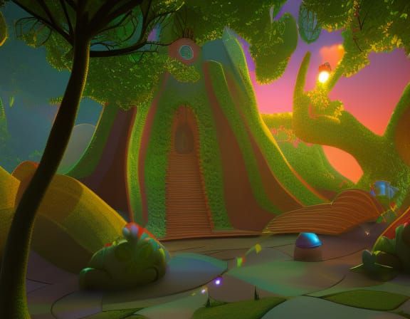 enchanted towers Pixar, Disney, concept art, 3d digital art, Maya 3D, ZBrush Central 3D shading, bright colored backgrou...