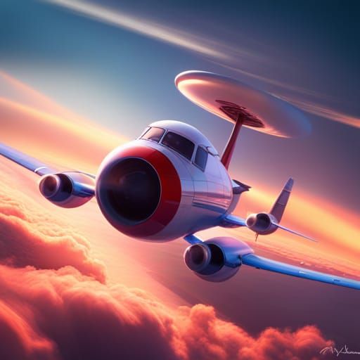 Cartoon Airplane Flying Upside Down in Pixar Style