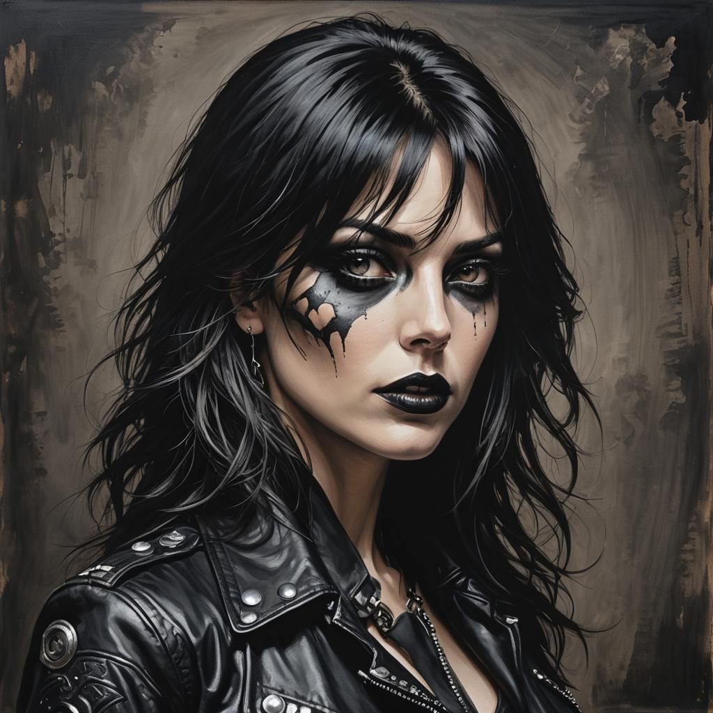 Woman in Leather: Rock Music Portrait