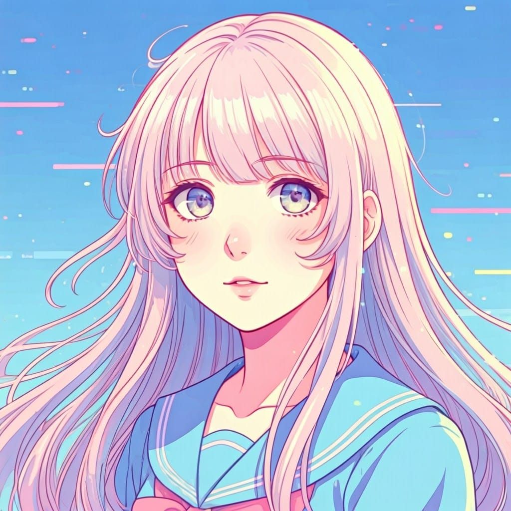 Ethereal Anime Girl in Neon Dreamscapes