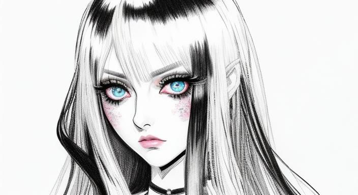 Anime Girl with Soulful Gaze in Gothic Style
