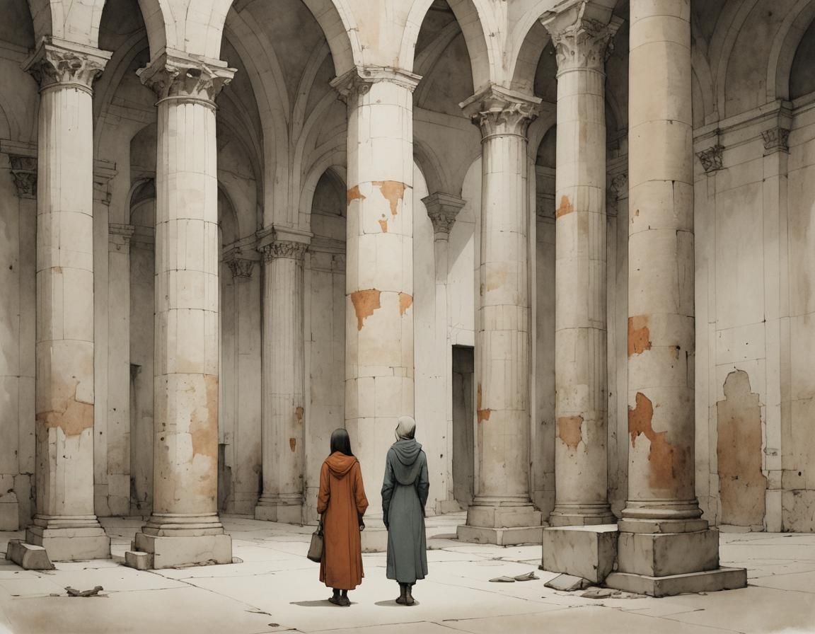 Figure with Arches in High Key Style