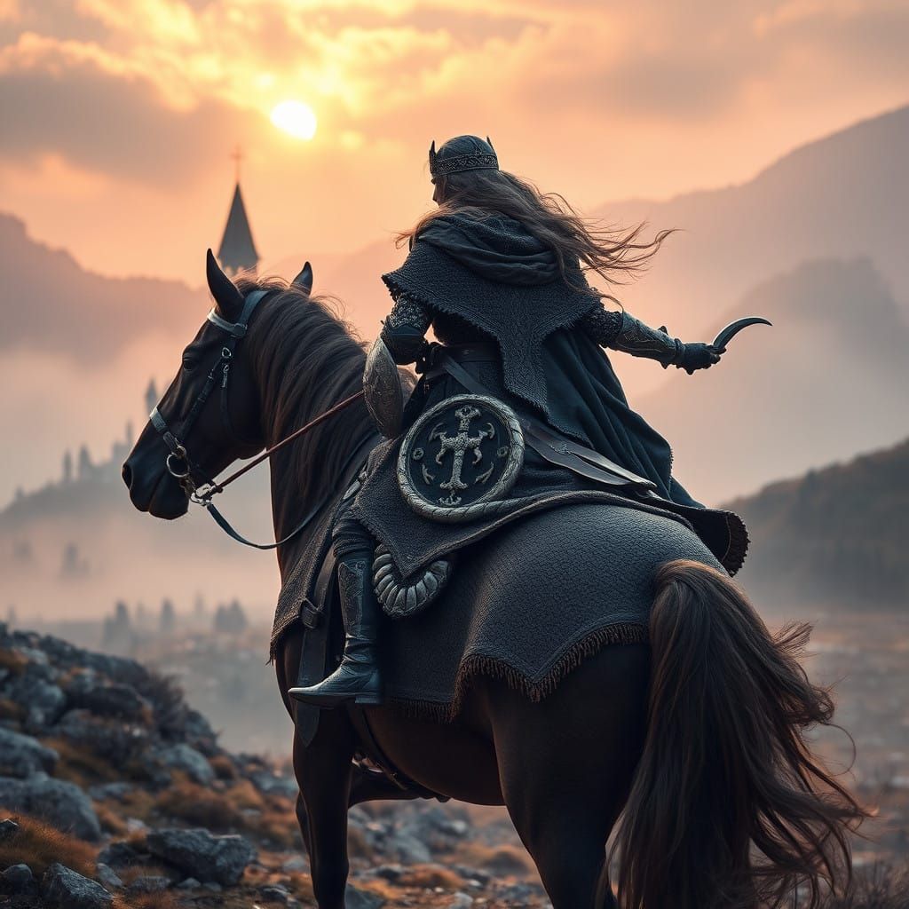 Mystical Warrior Bride in Dawnlight Splendor