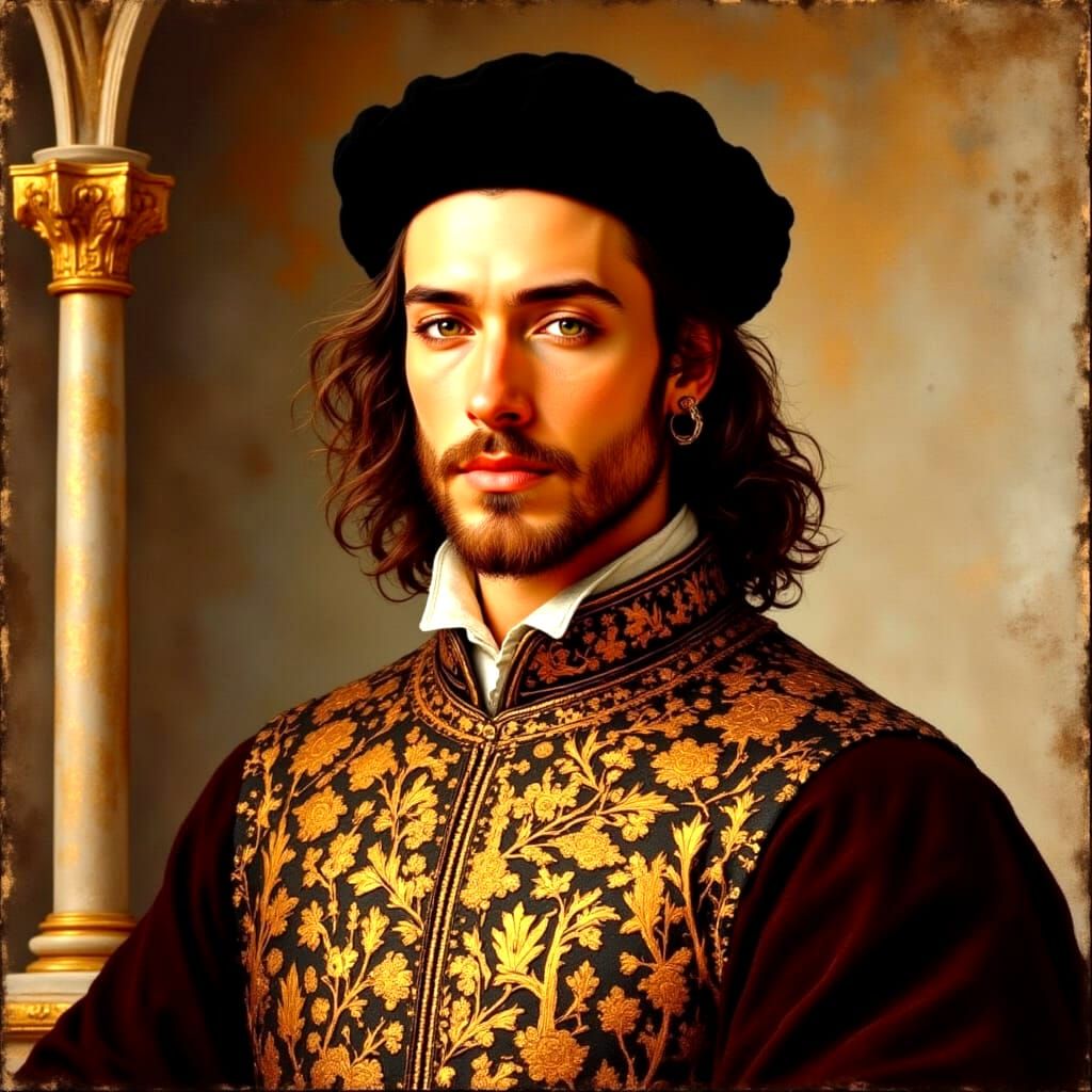 King Caspar in Renaissance Fresco Style