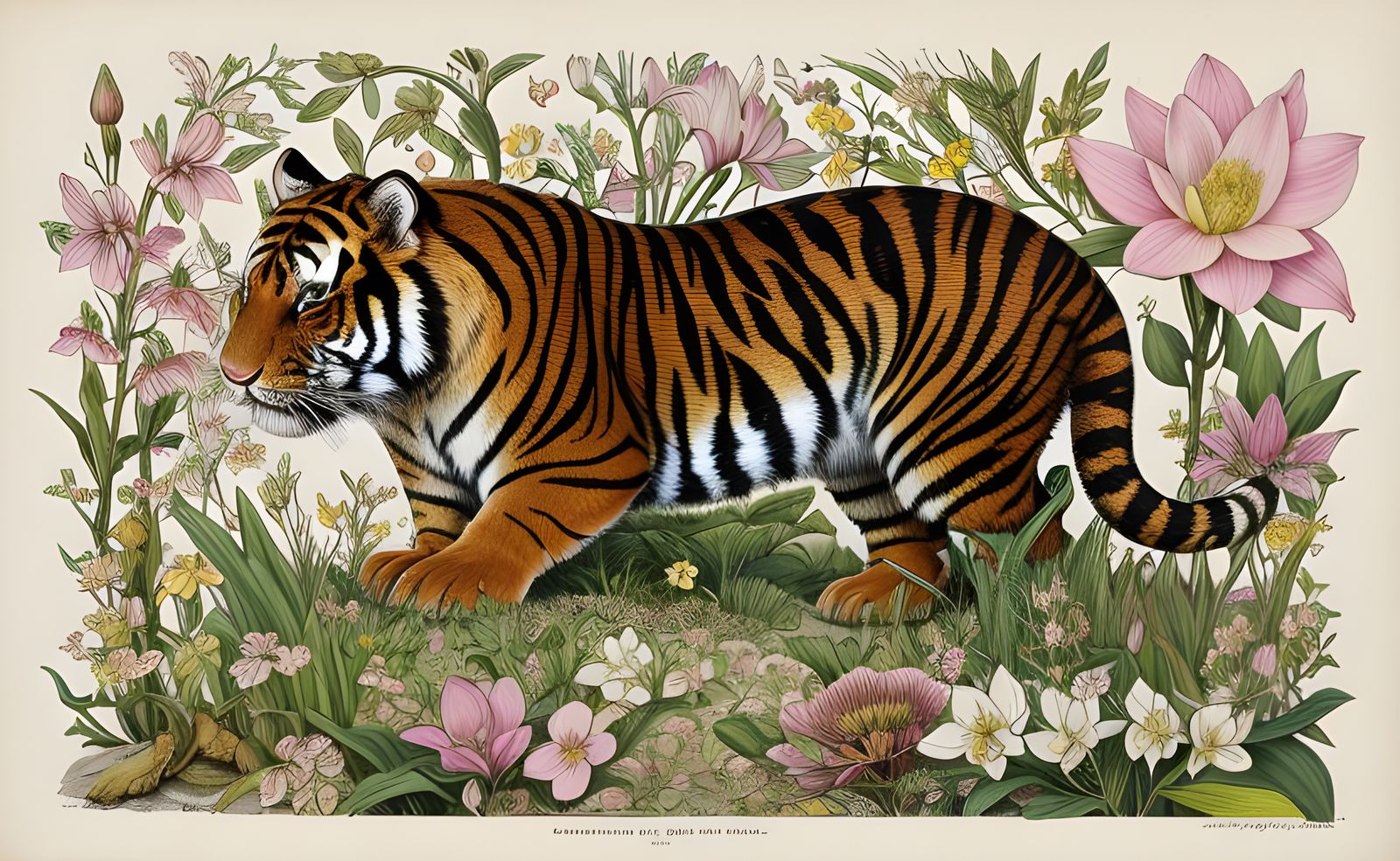 Psychedelic Spring Garden with Animals