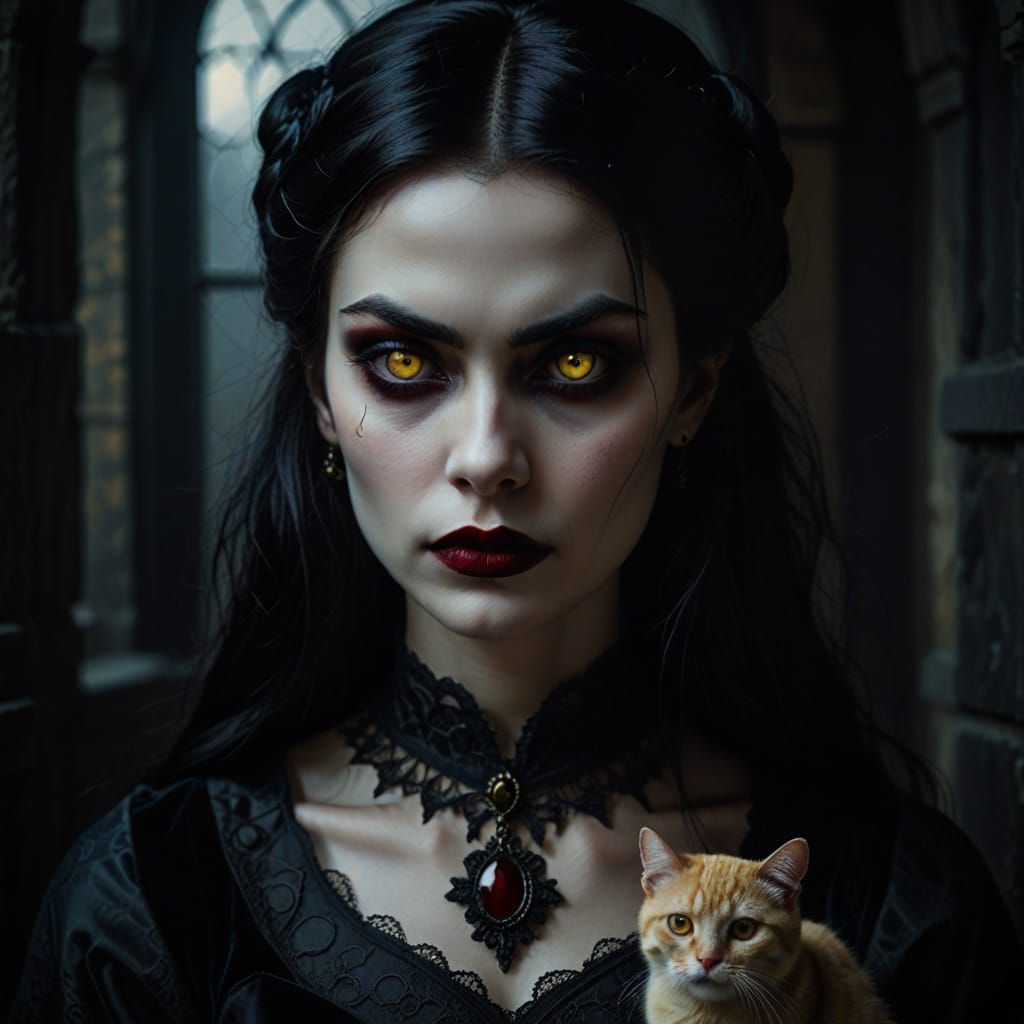 Gothic Vampire Princess Portrait in Victorian Style