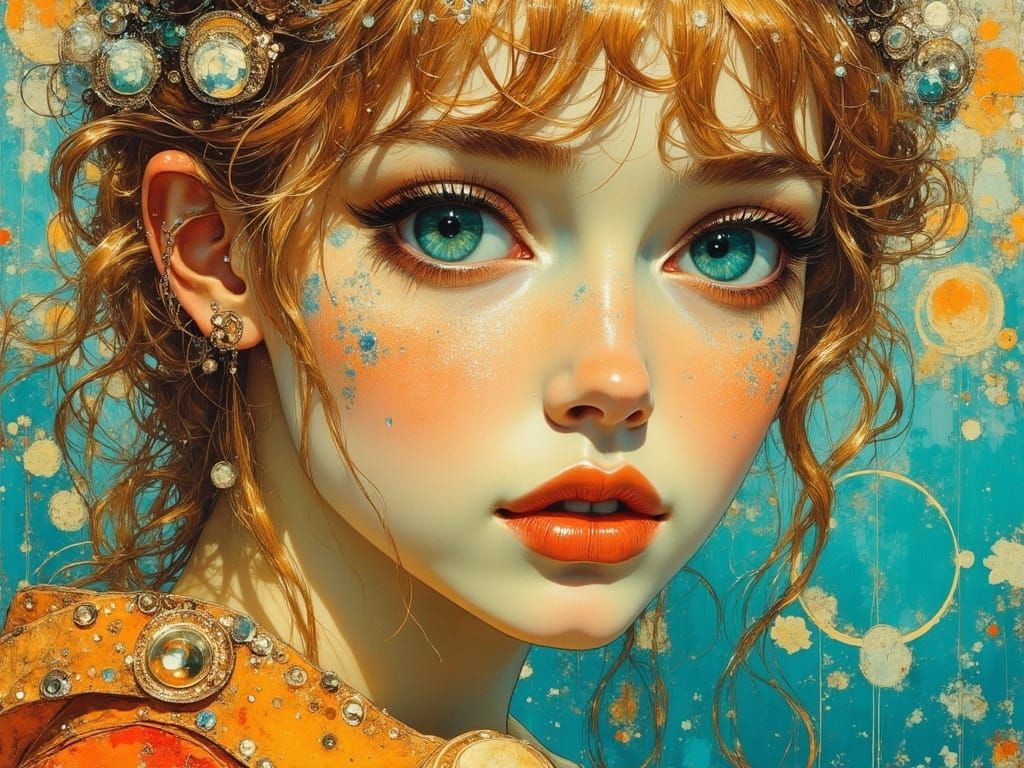 Realistic Portrait of a Woman with Mint Eyes