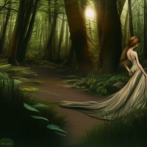 Elegant Elf in Ancient Forest