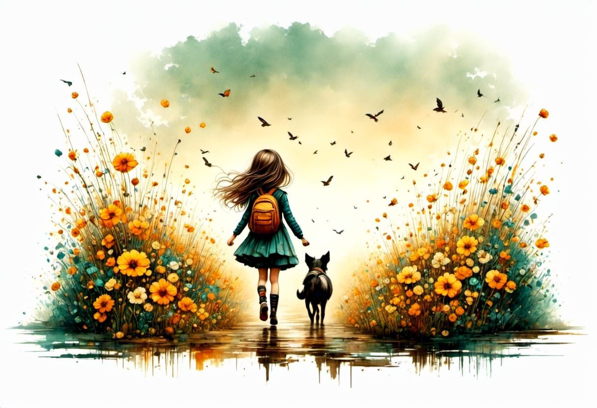 Girl in Sunlit Blooms: Hyperrealism Dreamscape