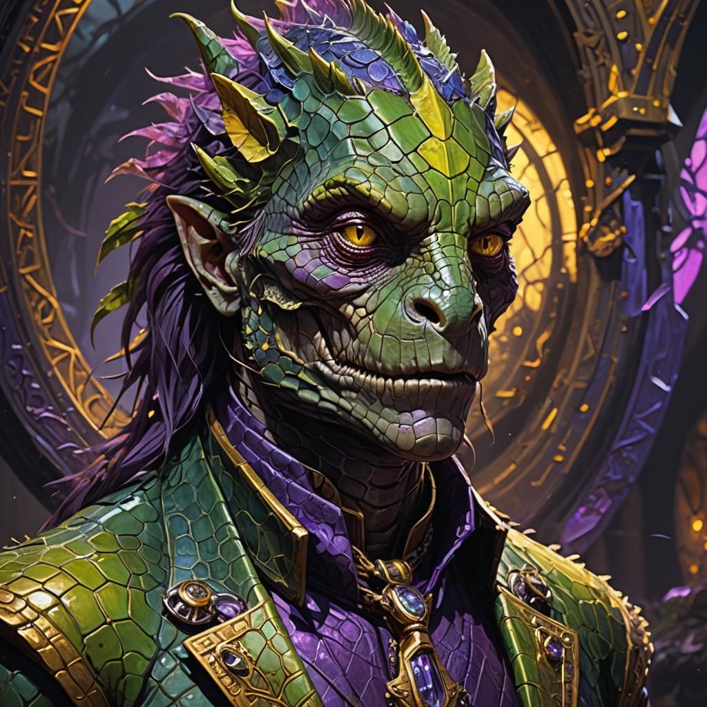 Lizard Person Portrait in Dark Fantasy Style