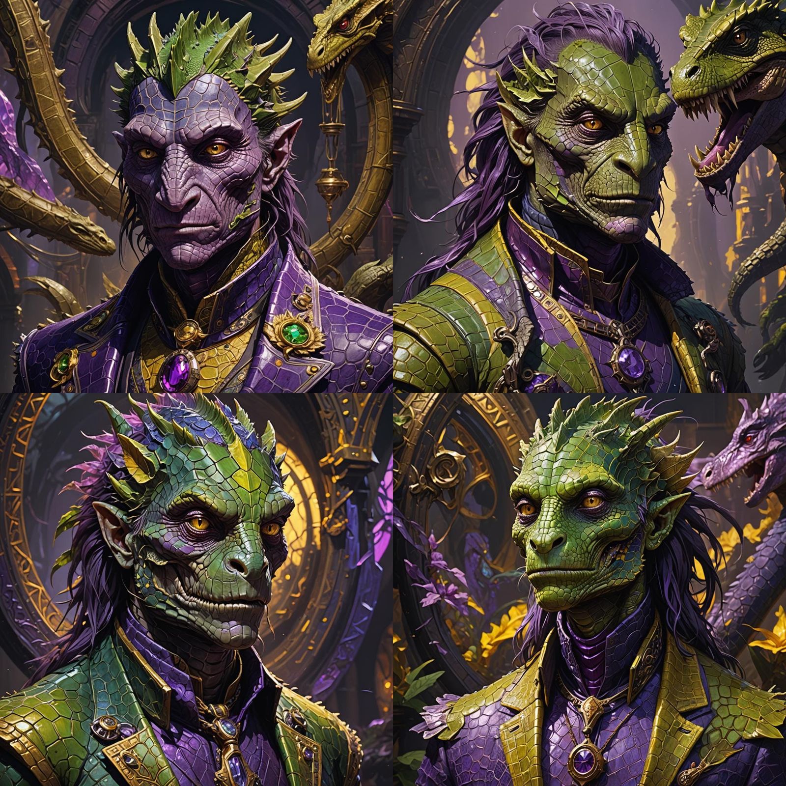 Crocodile Lizard Person Portrait in Dark Fantasy Style