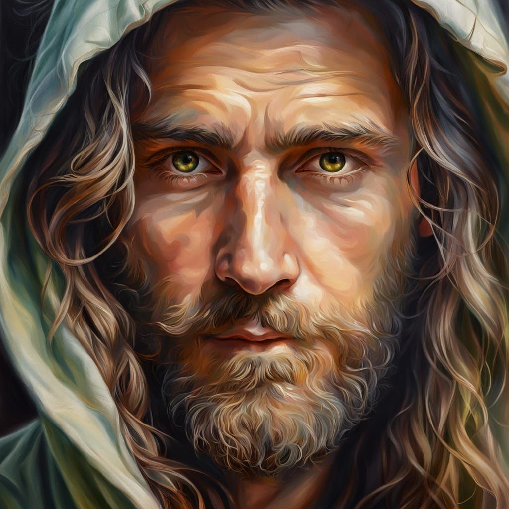 Hyperrealistic Oil Painting of Man with Beard