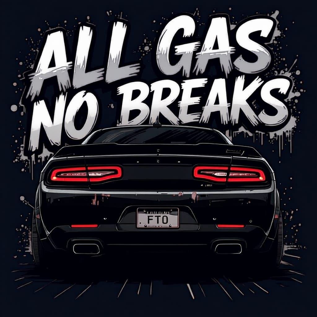 Graffiti T-Shirt Design: Hellcat Charger All Gas No Breaks