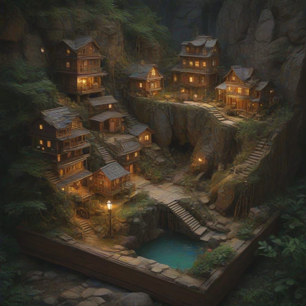 A Charming 3D Mining Town in a Serene Mountain Setting