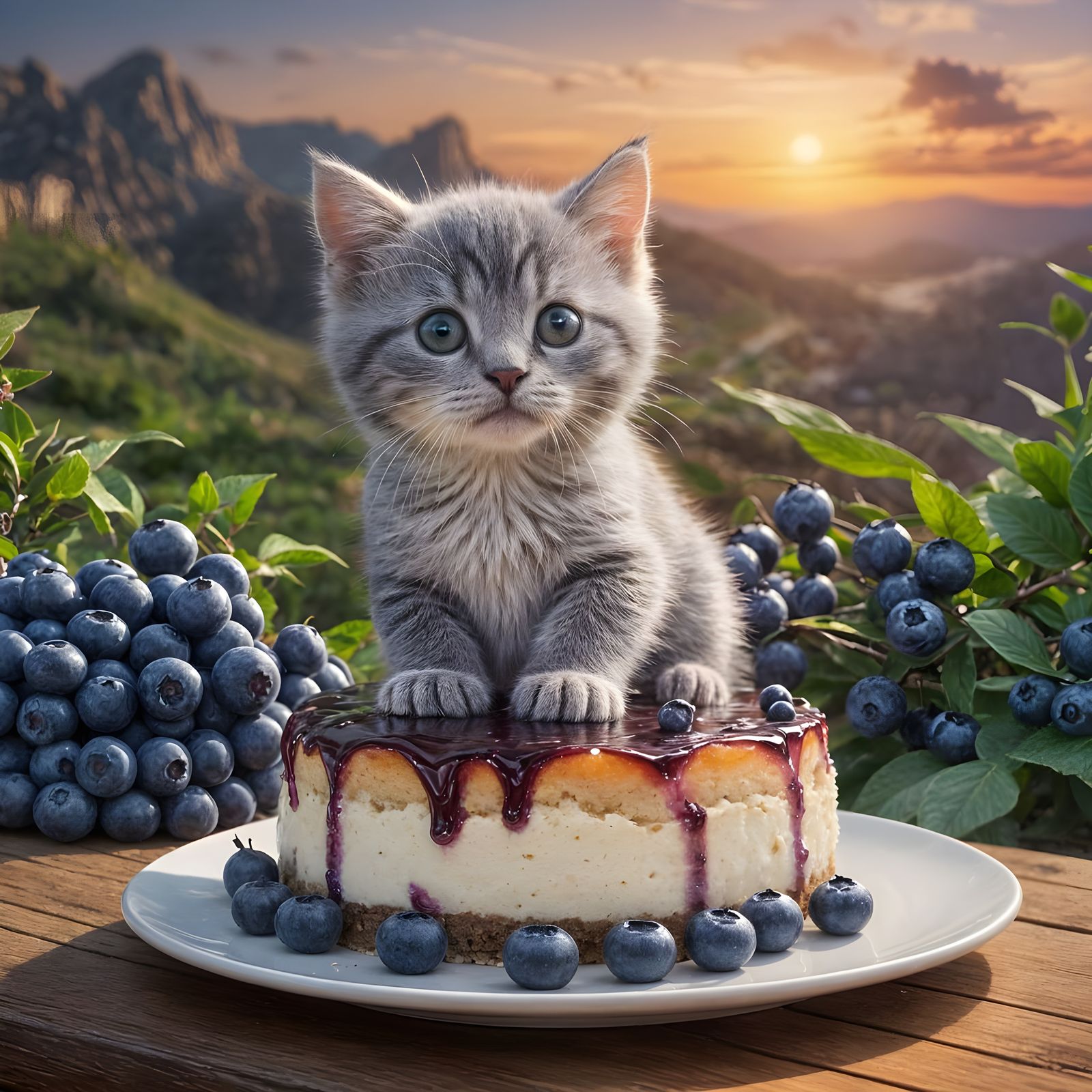 Whimsical Blueberry Wonderland in Magical Sunrise Light