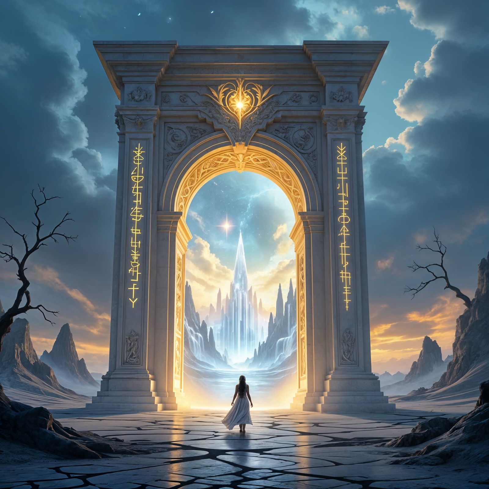 Epic Fantasy Archway Portal to Celestial Realm CGI Render
