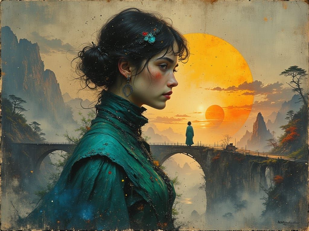 Serene Figure on The Bridge of Silent Dreams