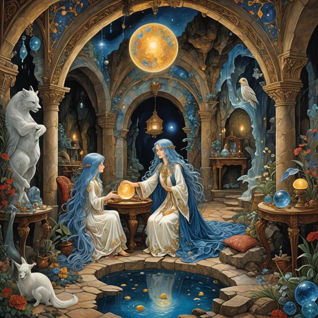 Celestial White Mage in Ornate Cavern Study