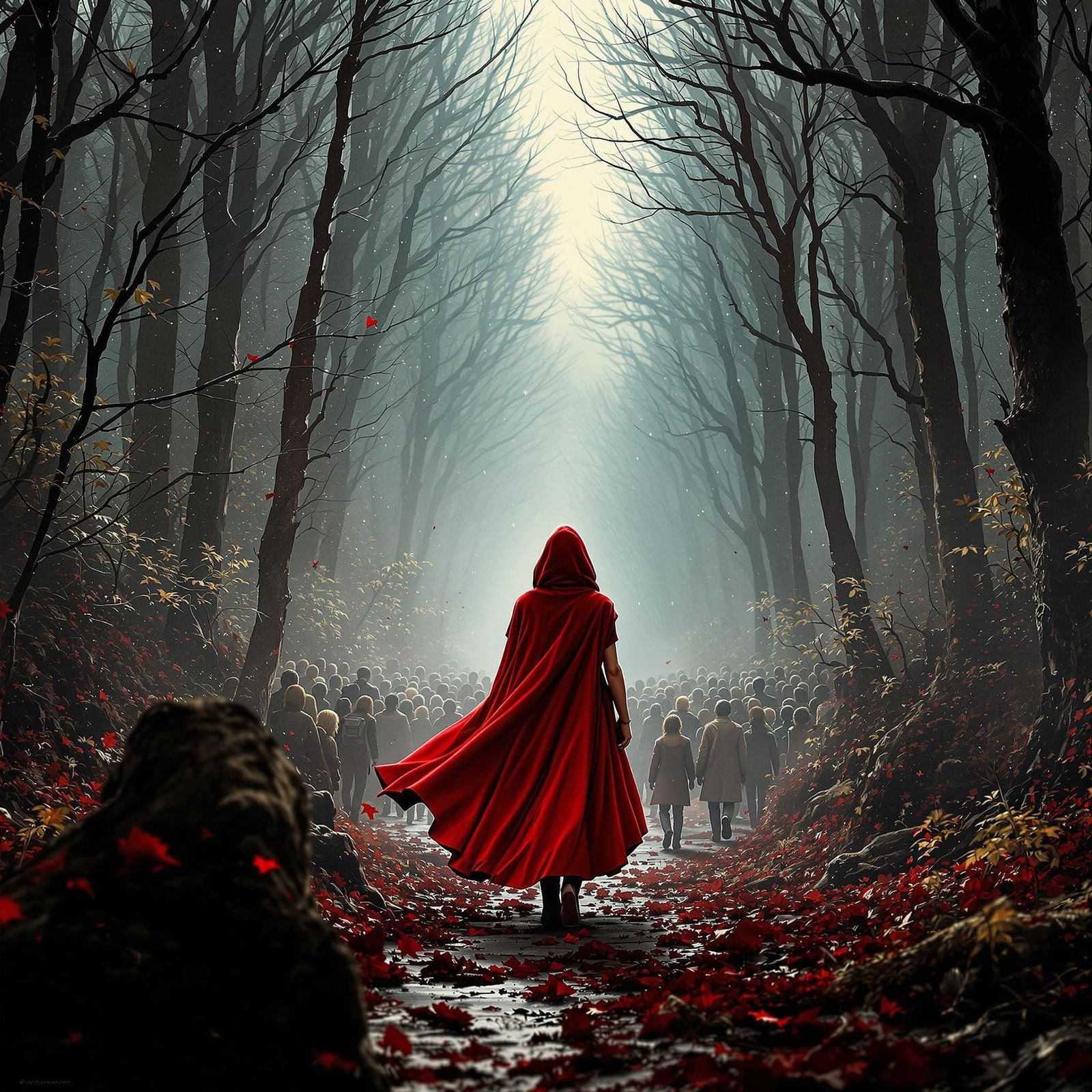 Futuristic Red Riding Hood Movie Poster in Gritty Realism St...