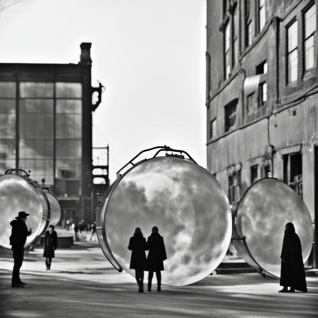 Gothic Model in Dark Coffee Shop with Camera Obscura