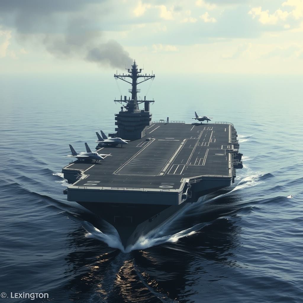 Futuristic Aircraft Carrier Sails through Calm Waters