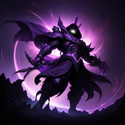 Giant Purple Eye in Anime Style Void