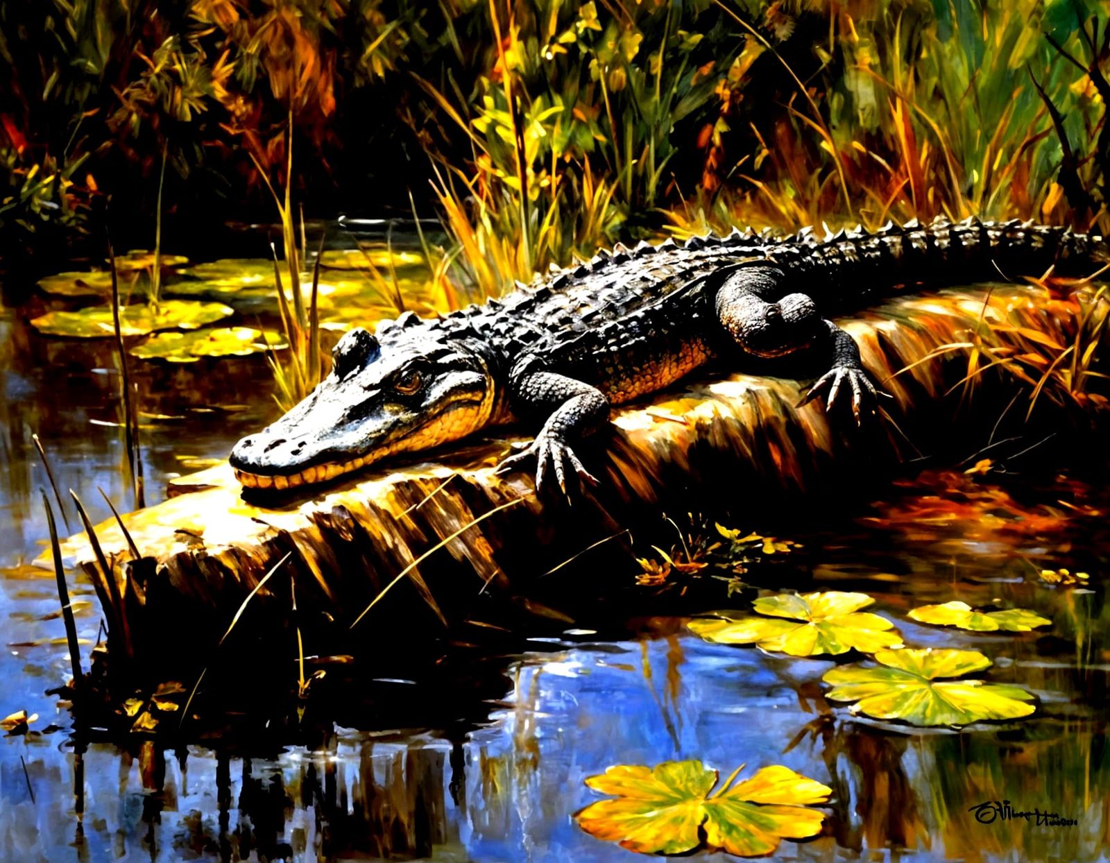 American alligator in the Everglades, by Pino Daeni