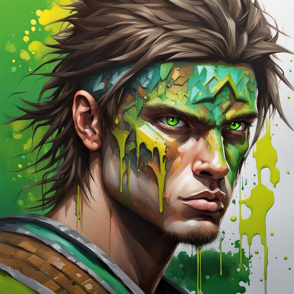 Human Warrior in Graffiti Art Style