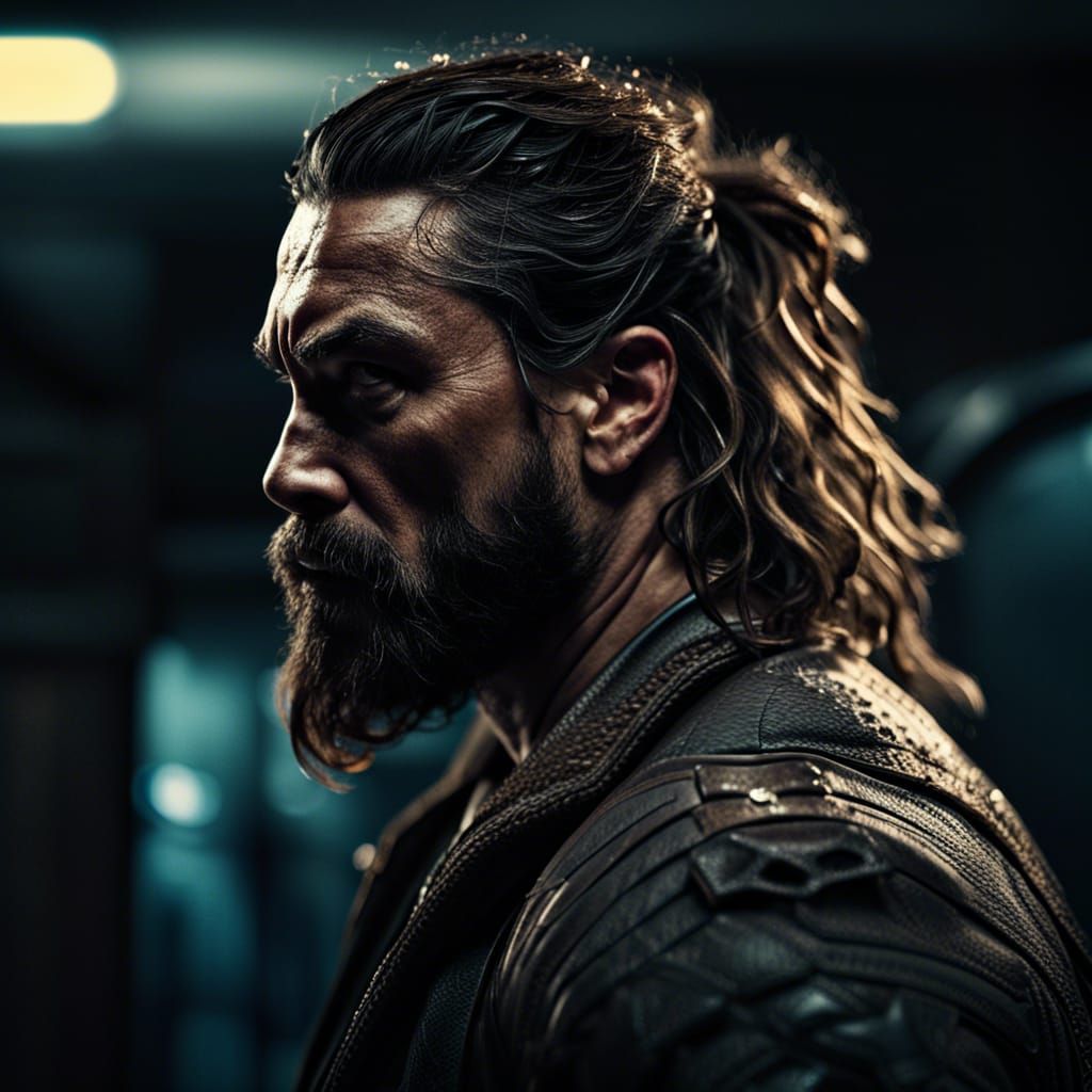 Hyperrealistic Jason Mamoa as Terminator Portrait