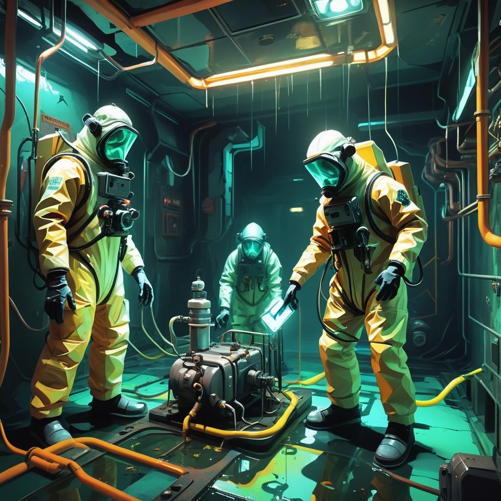 Surreal Low-Poly Underwater Research Center in 8-bit Style