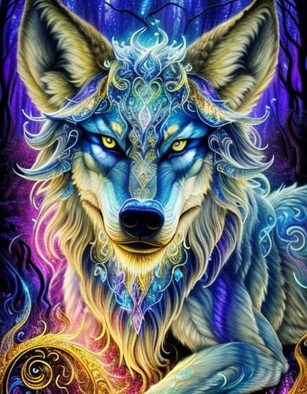 Majestic Wolf Chimera in Enchanted Forest