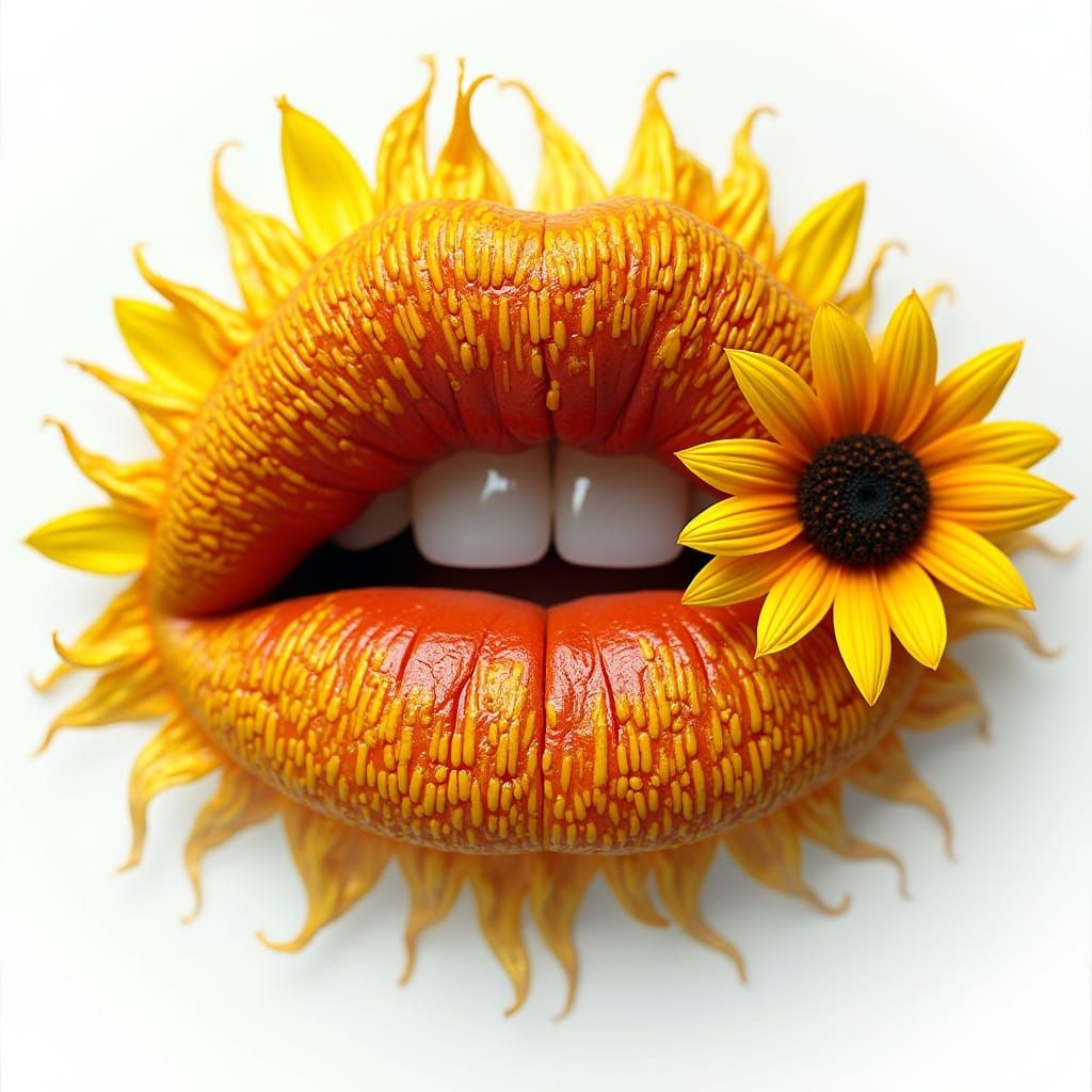 Surreal Sunflower Portrait in Vibrant Macro Style