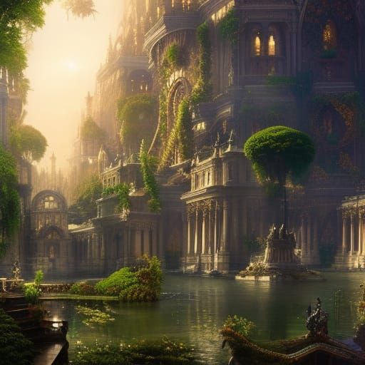 Futuristic Cityscape with Floating Gardens